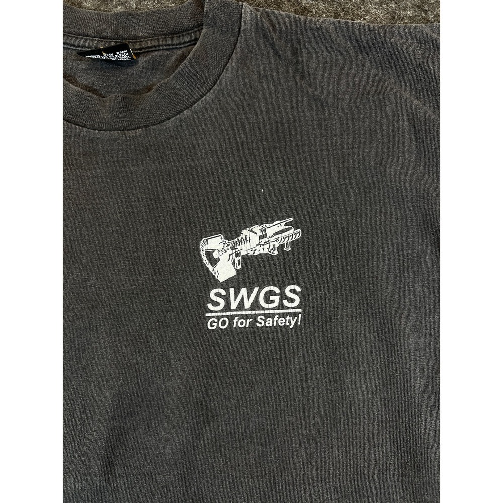 Vintage 90s Nemesis Superweight SWGS T-Shirt Black Mens L Gun Firearm FAded USA